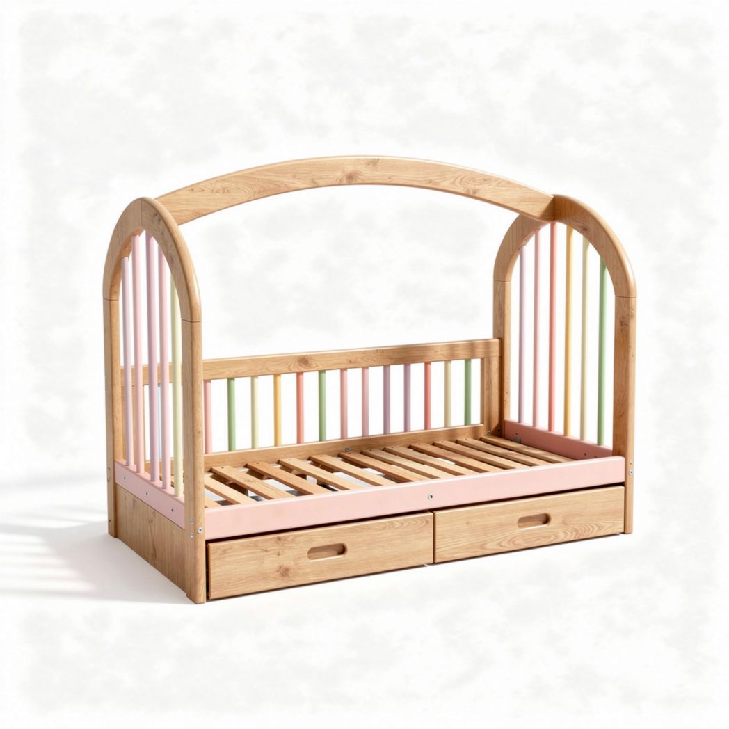 Wooden Toddler Bed with Storage Drawers – Suitable for Children's Rooms – Made from Natural Wood – 150 x 80 x 100cm