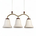 Pendant Light Fixture with Three Bell Shades for Indoor Lighting, Metal and Glass, 40 x 15 x 25cm