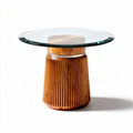 Glass Top Side Table with Wooden Base for Living Room Use made of Glass and Wood – 30 x 30 x 45cm
