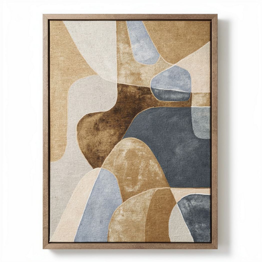 Abstract Wall Art Decoration – Suitable for Modern Interiors – Made of Fabric and Wood – 50 x 70 x 2cm