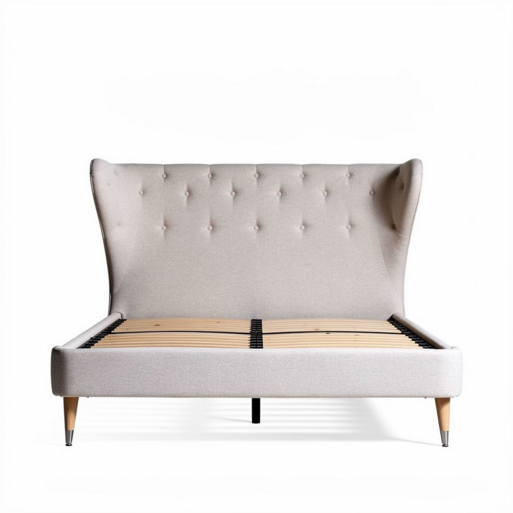 Upholstered Bed Frame for Bedroom Use with Wooden Slats 200 x 160 x 100cm